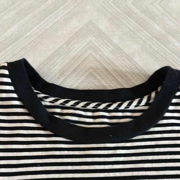 Current/Elliott Women’s Black and White Striped Puff Sleeve Top - Size 0 - Picture 2 of 6